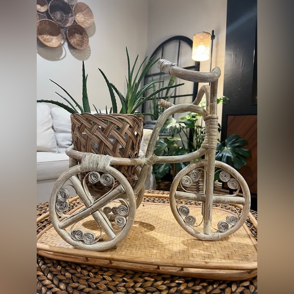 Boho Rattan Tricycle Planter - Picture 7 of 14